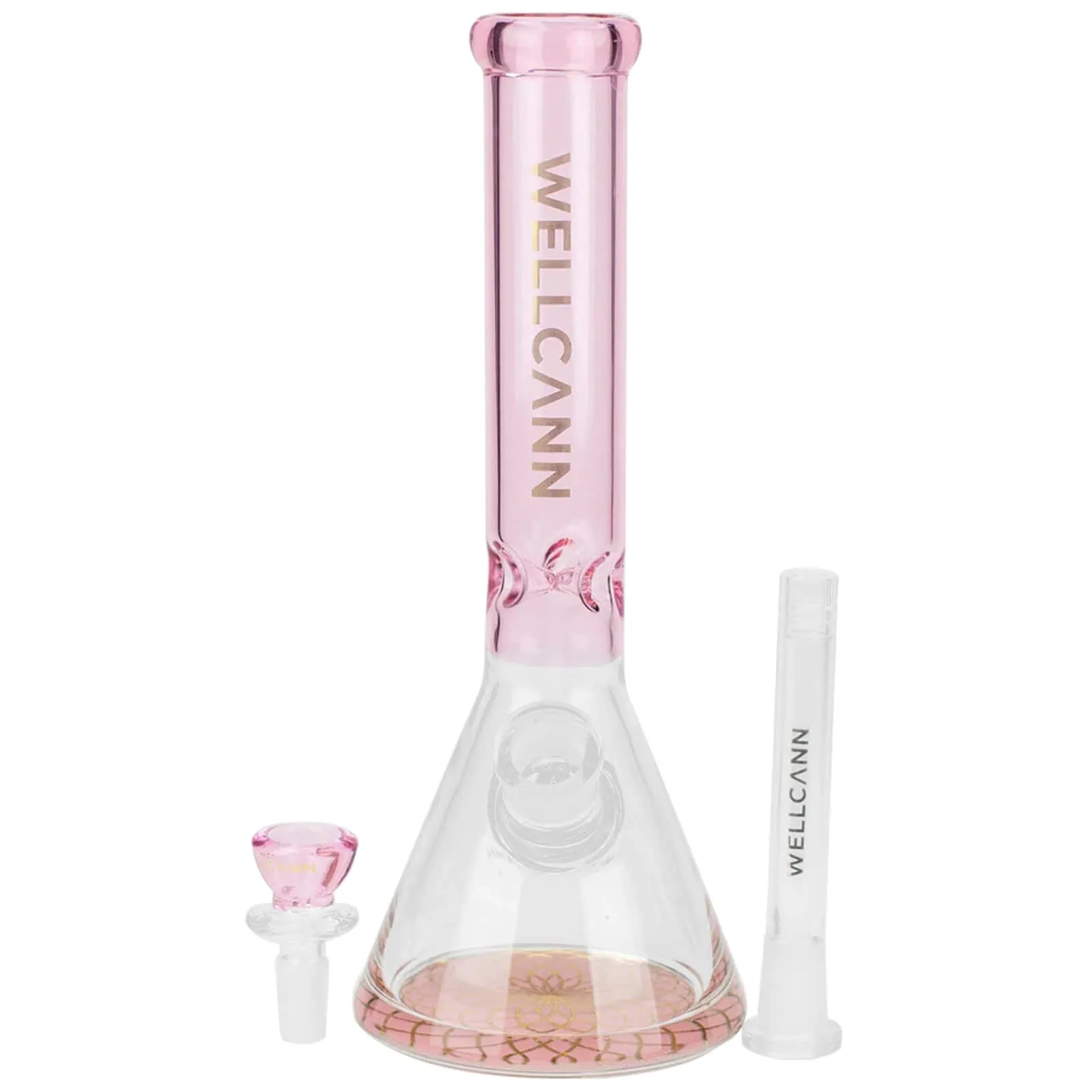 10" WellCann Pink Glass Beaker Bong with Wide Mouth