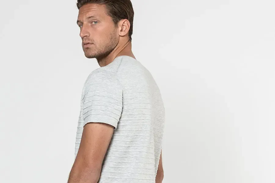 14GG COTTON/LINEN STRIPE TEE - CLEARANCE