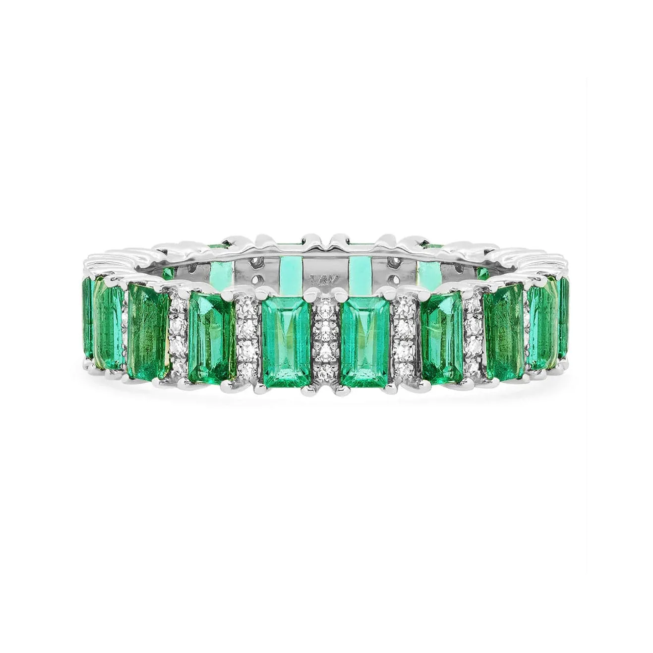 14K & 18K Gold Emerald and Diamond Eternity Band