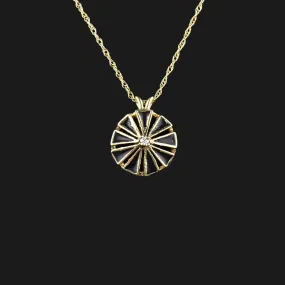 14K Gold Black Enamel Diamond Geometric Pendant Necklace