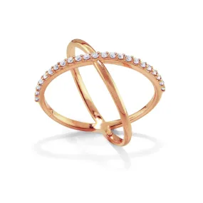 14K ROSE GOLD PAVE DIAMOND X BAND 0.26CTW