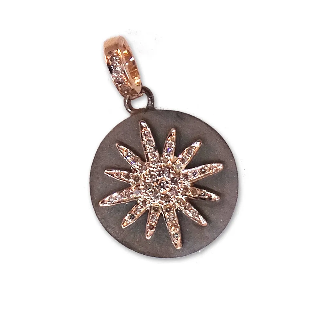 14kt Rose Gold Diamond Sun Pendent