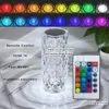 16 Colors Diamond Rose Crystal Lamp Bedside Acrylic Usb Rechargeable Table Lamp