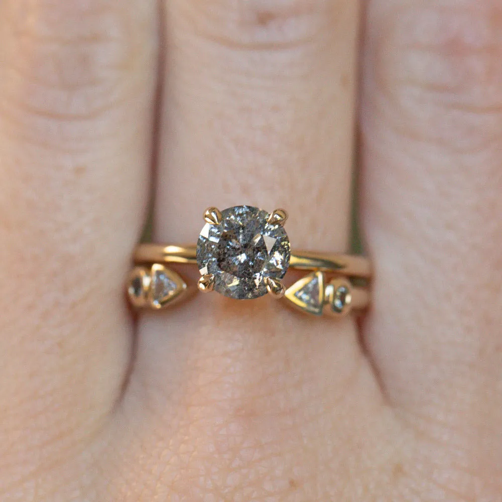 1.71ct Round Brilliant Salt & Pepper Diamond Classic 4 Prong Solitaire in 14k Yellow Gold