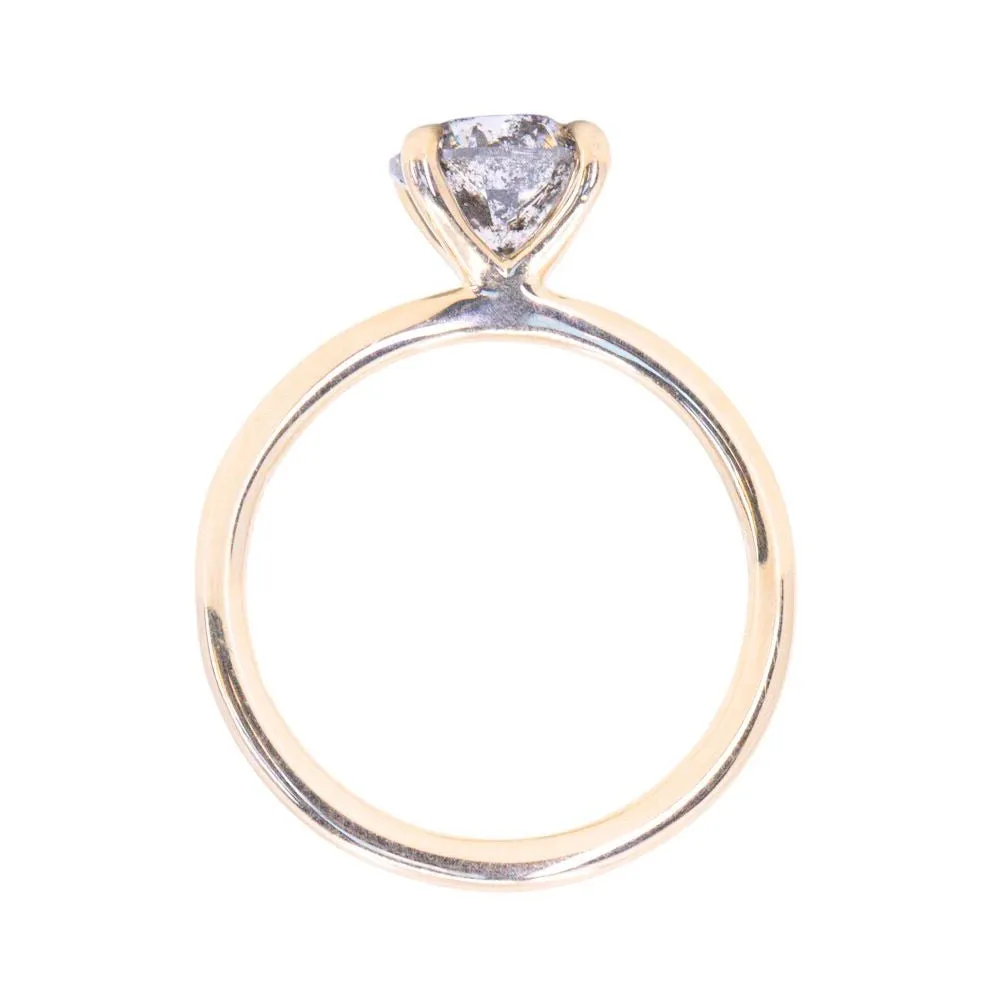 1.71ct Round Brilliant Salt & Pepper Diamond Classic 4 Prong Solitaire in 14k Yellow Gold