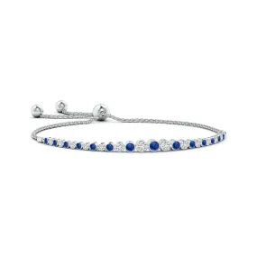 1.78 CT. Bezel-Set Blue Sapphire and White Sapphire Bolo Bracelet