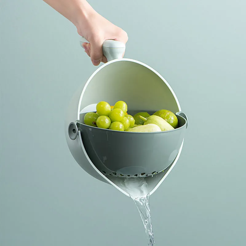 2 In 1 Handheld Storage Basket Drain Bowl