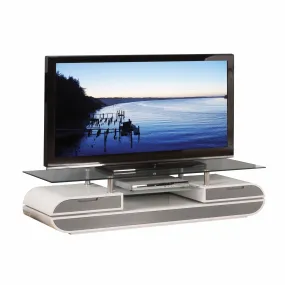 20 X 63 X 16 White Gray Wood Glass Metal Veneer TV Stand