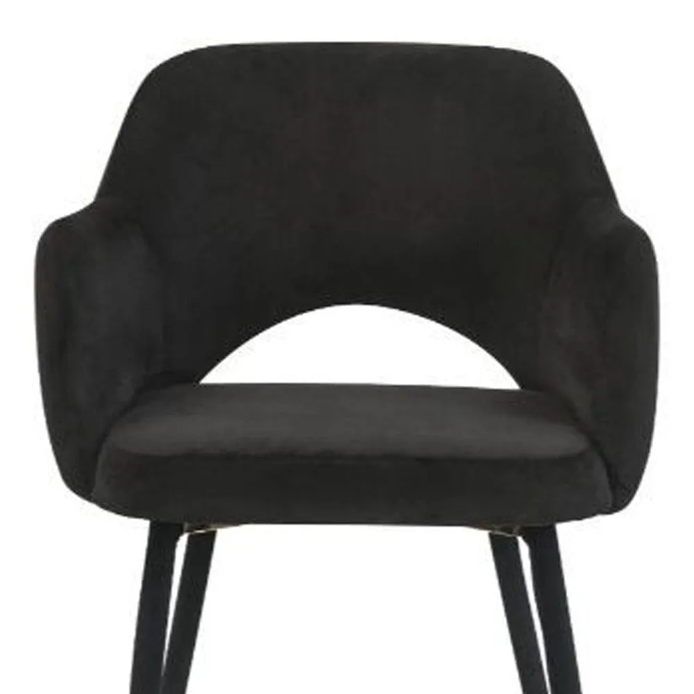 22 Black Velvet And Gold Solid Color Parsons Chair