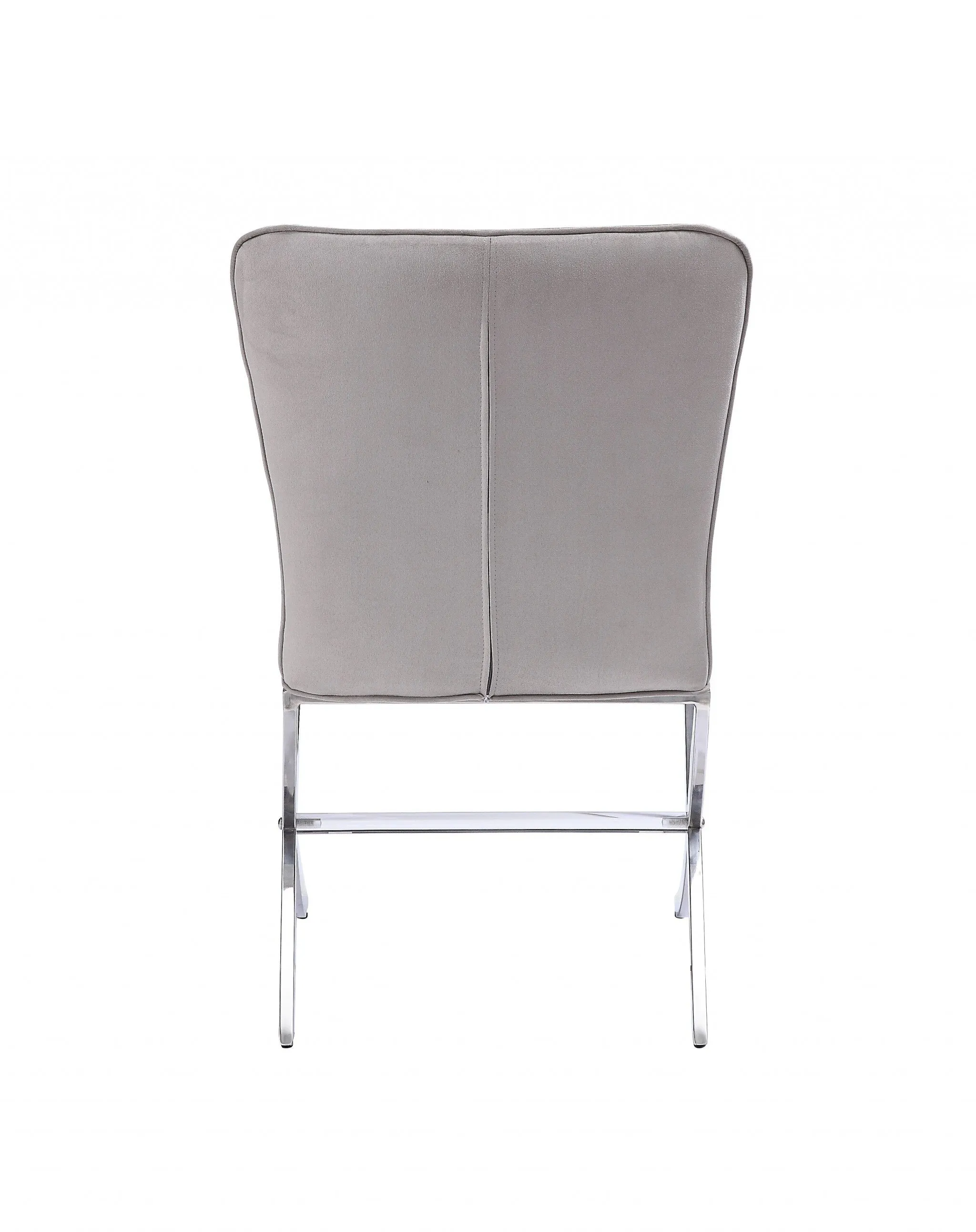 24 Beige Velvet And Silver Parsons Chair