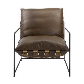 27 Brown Top Grain Leather And Steel Solid Color Lounge Chair