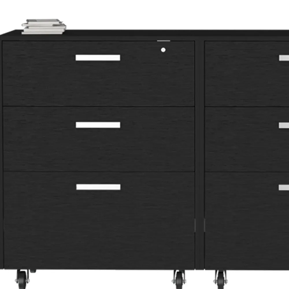 28 Black Wall mounted Accent Cabinet With Four Shelves And Six Drawers