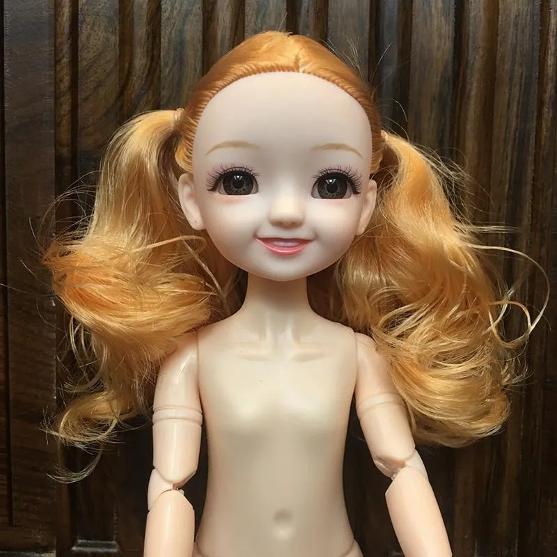 30CM 1/6 BJD Doll 11 Joints Multicolor Hair 3D Big Eyes Fashion Cute Smile Nude Female Doll DIY Kids Toy for Girl Christmas Gift