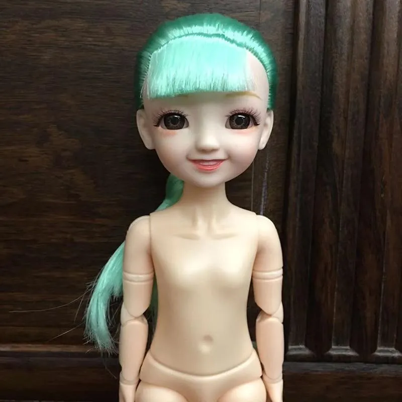 30CM 1/6 BJD Doll 11 Joints Multicolor Hair 3D Big Eyes Fashion Cute Smile Nude Female Doll DIY Kids Toy for Girl Christmas Gift