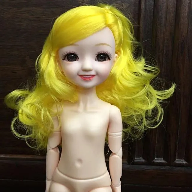 30CM 1/6 BJD Doll 11 Joints Multicolor Hair 3D Big Eyes Fashion Cute Smile Nude Female Doll DIY Kids Toy for Girl Christmas Gift