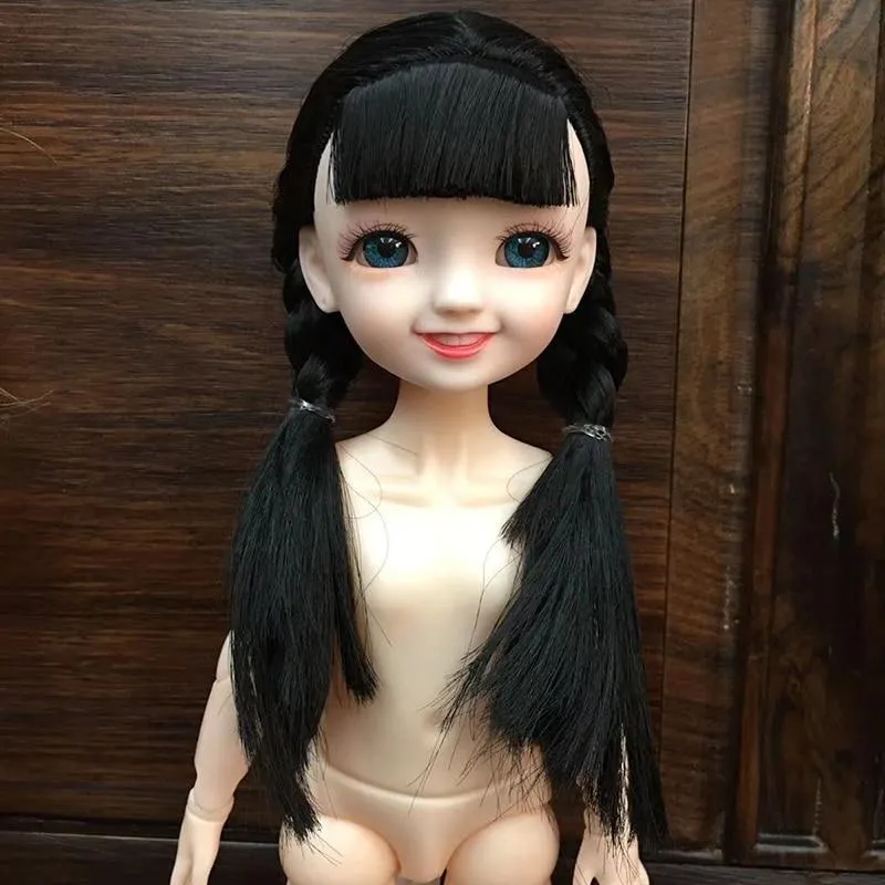 30CM 1/6 BJD Doll 11 Joints Multicolor Hair 3D Big Eyes Fashion Cute Smile Nude Female Doll DIY Kids Toy for Girl Christmas Gift