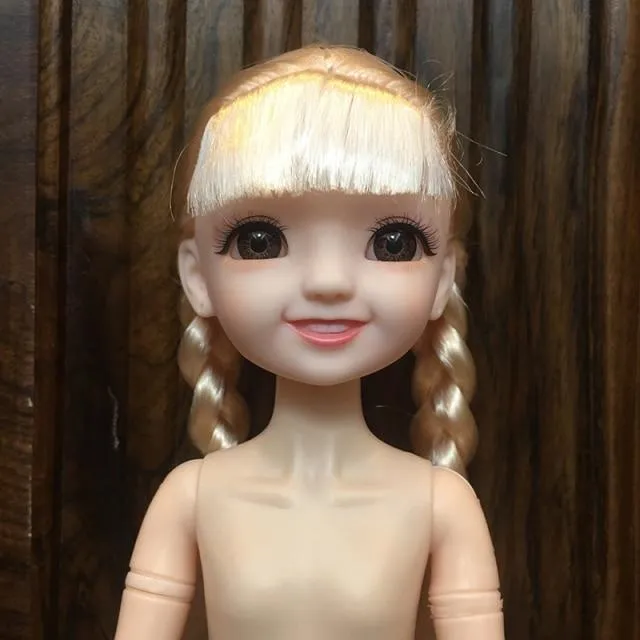 30CM 1/6 BJD Doll 11 Joints Multicolor Hair 3D Big Eyes Fashion Cute Smile Nude Female Doll DIY Kids Toy for Girl Christmas Gift