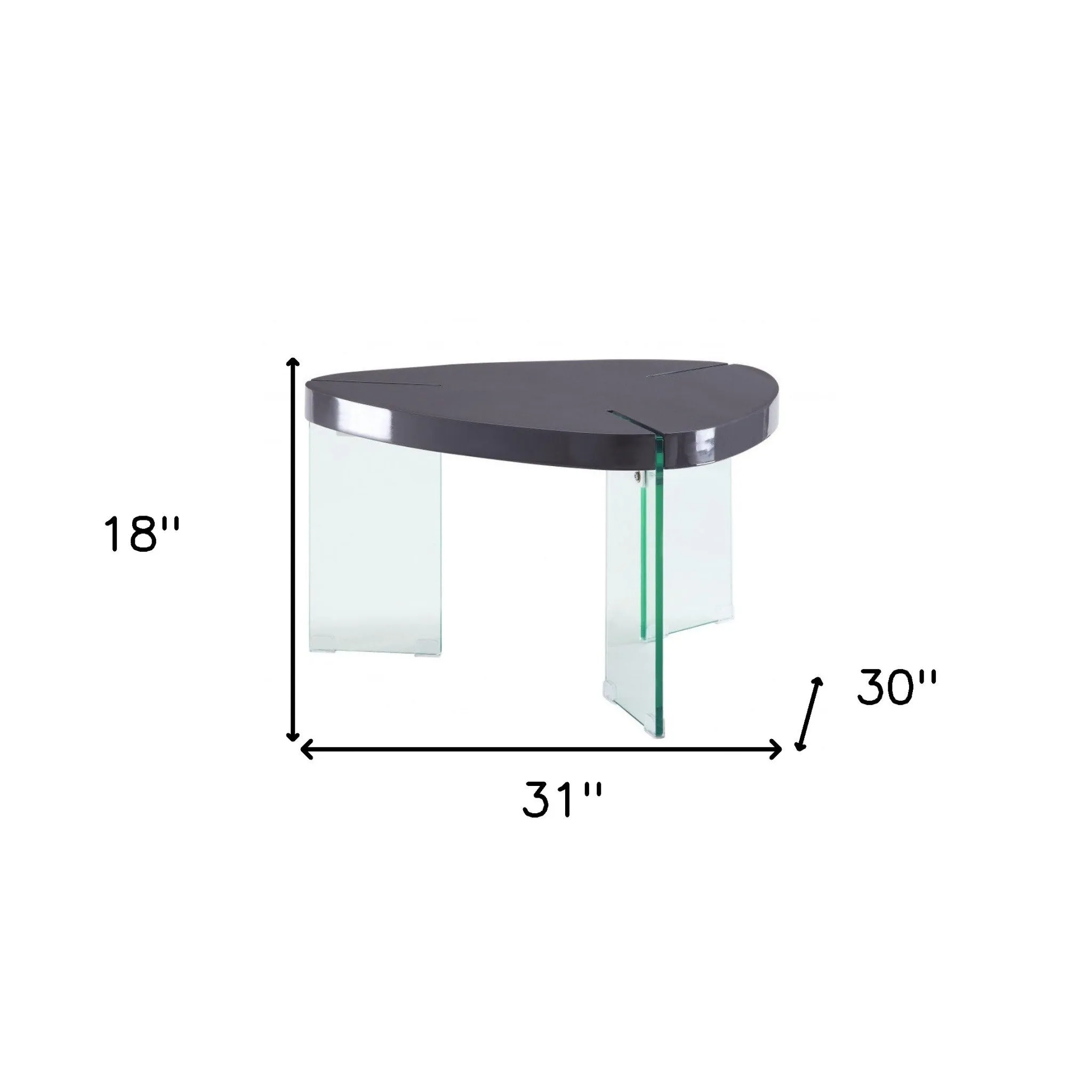 31 Clear Glass And Gray High Gloss Triangle Coffee Table