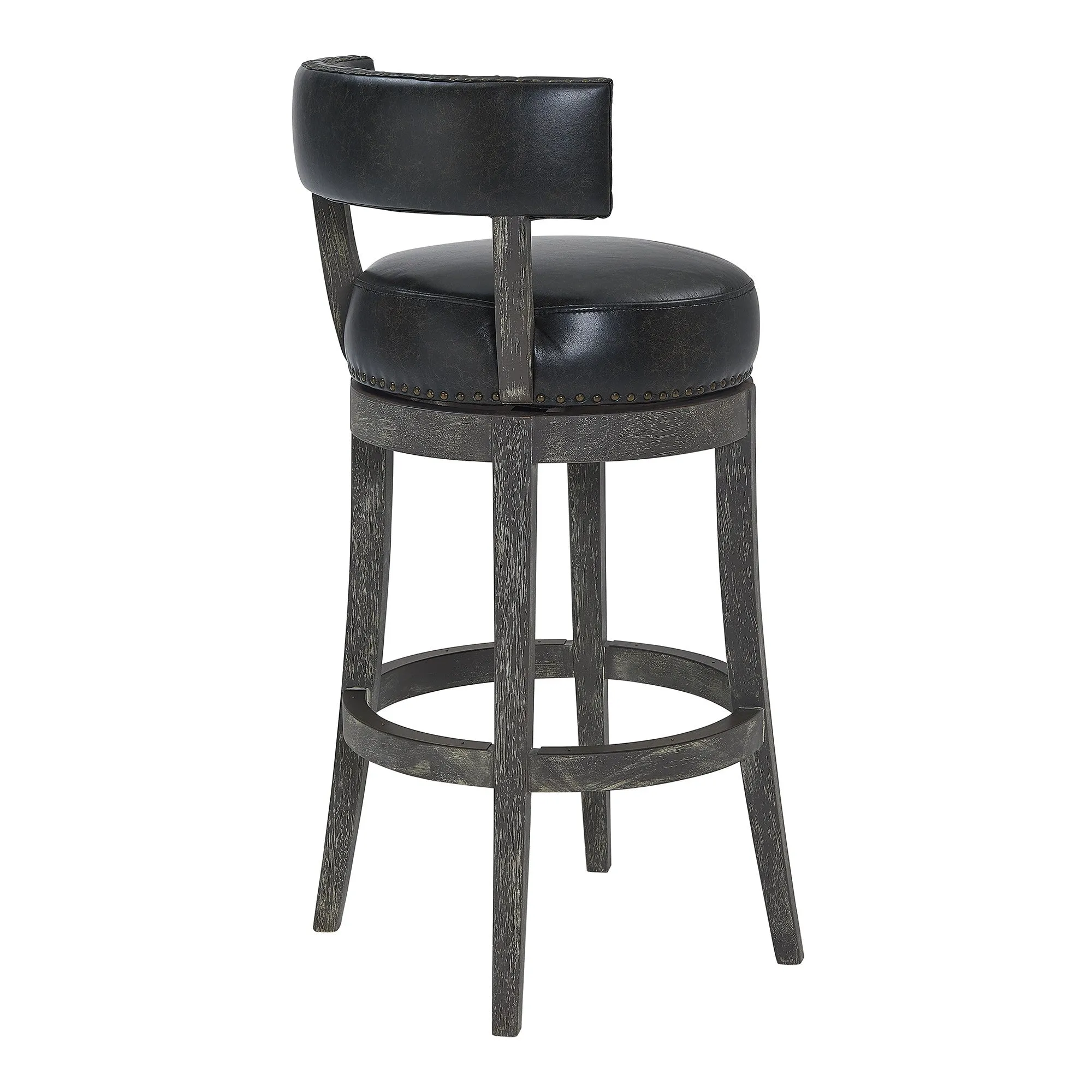 31 Onyx And Gray Solid Wood Swivel Low Back Bar Height Bar Chair