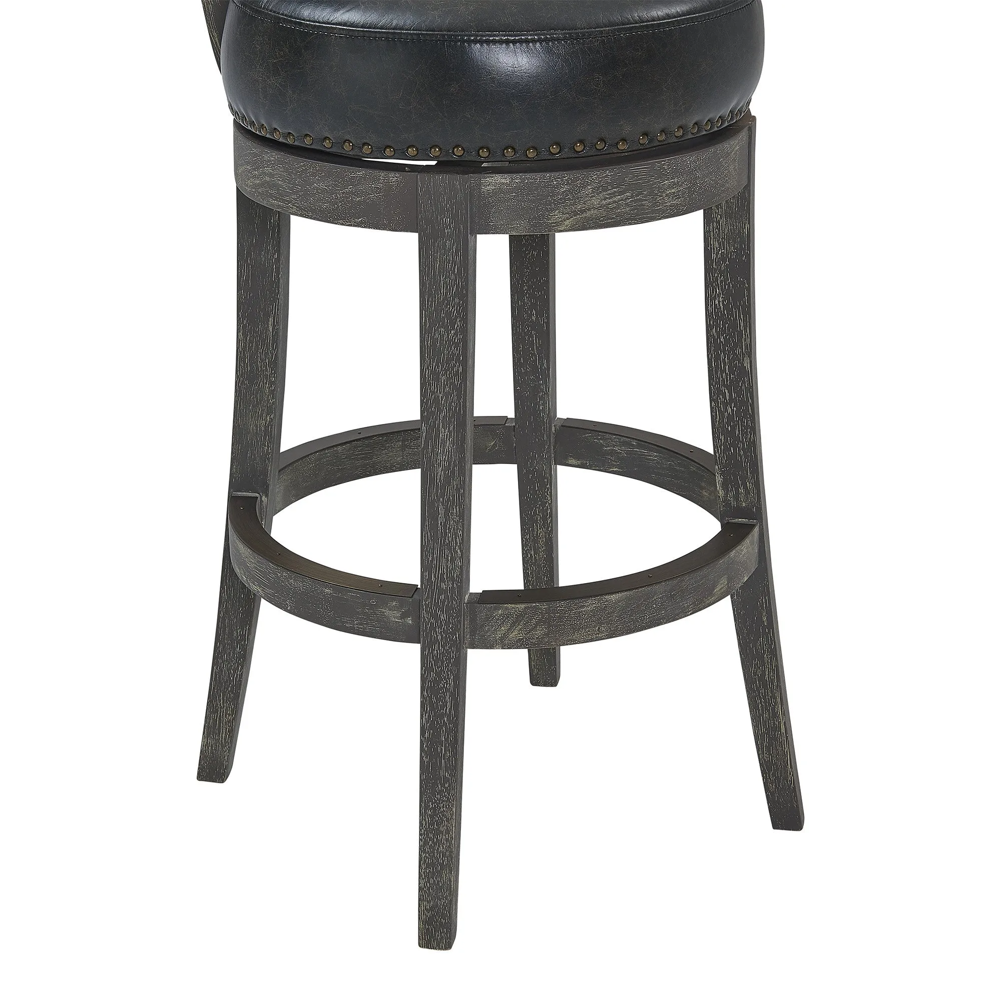 31 Onyx And Gray Solid Wood Swivel Low Back Bar Height Bar Chair