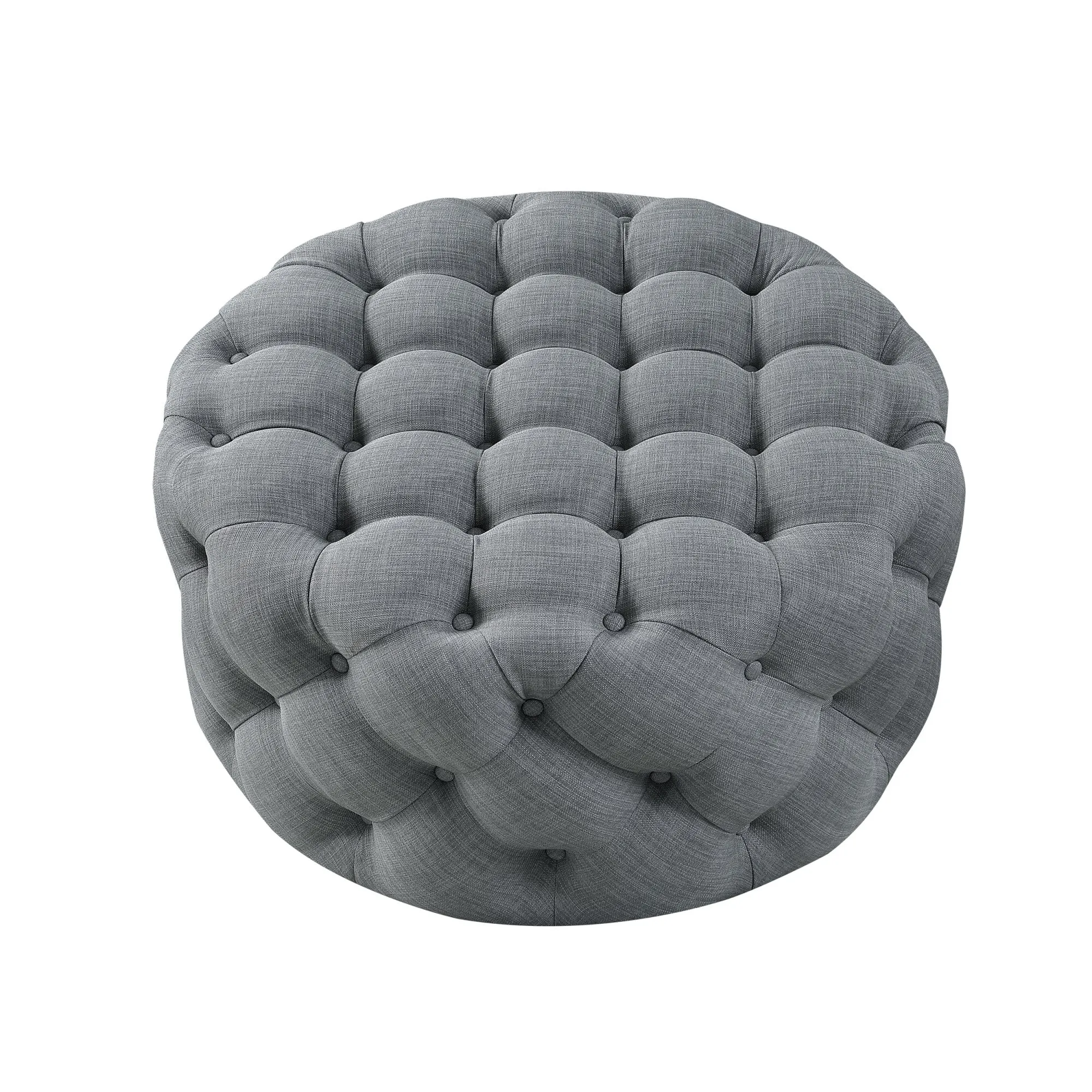 33 Blush Velvet And Black Rolling Tufted Round Cocktail Ottoman