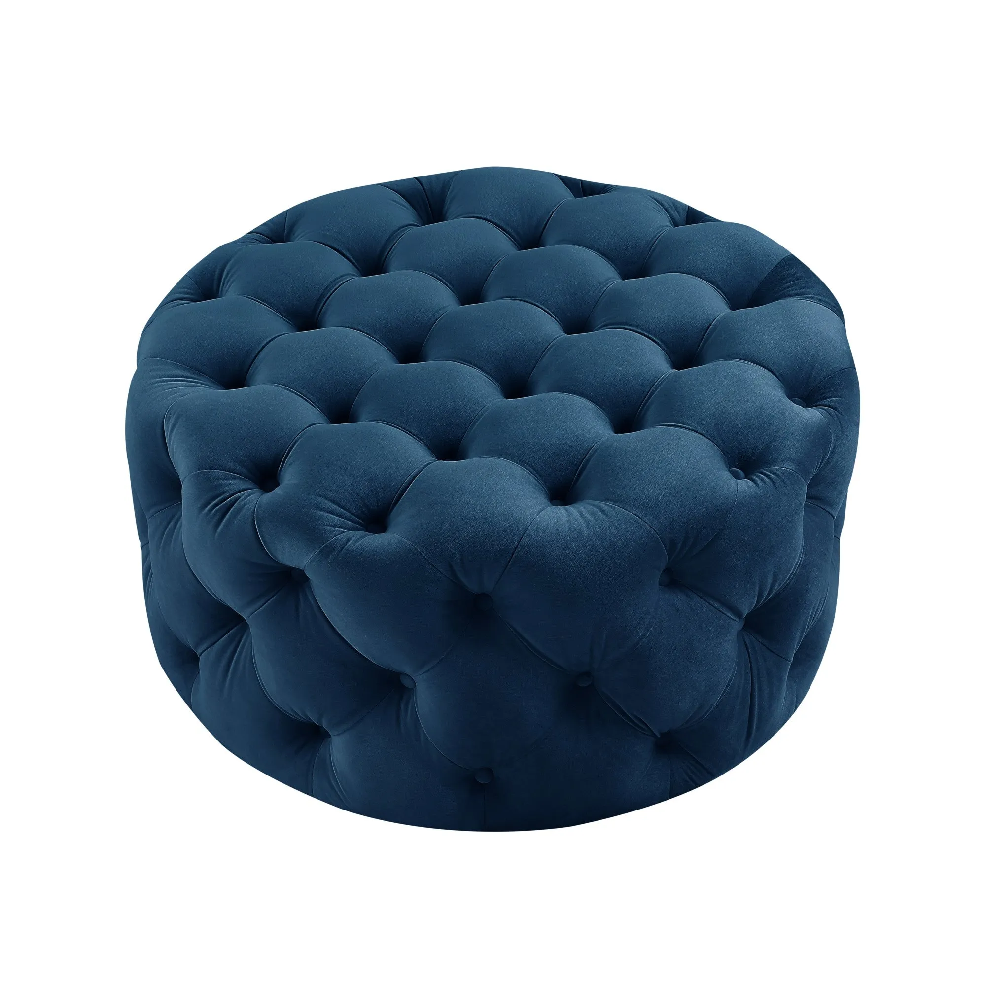 33 Blush Velvet And Black Rolling Tufted Round Cocktail Ottoman