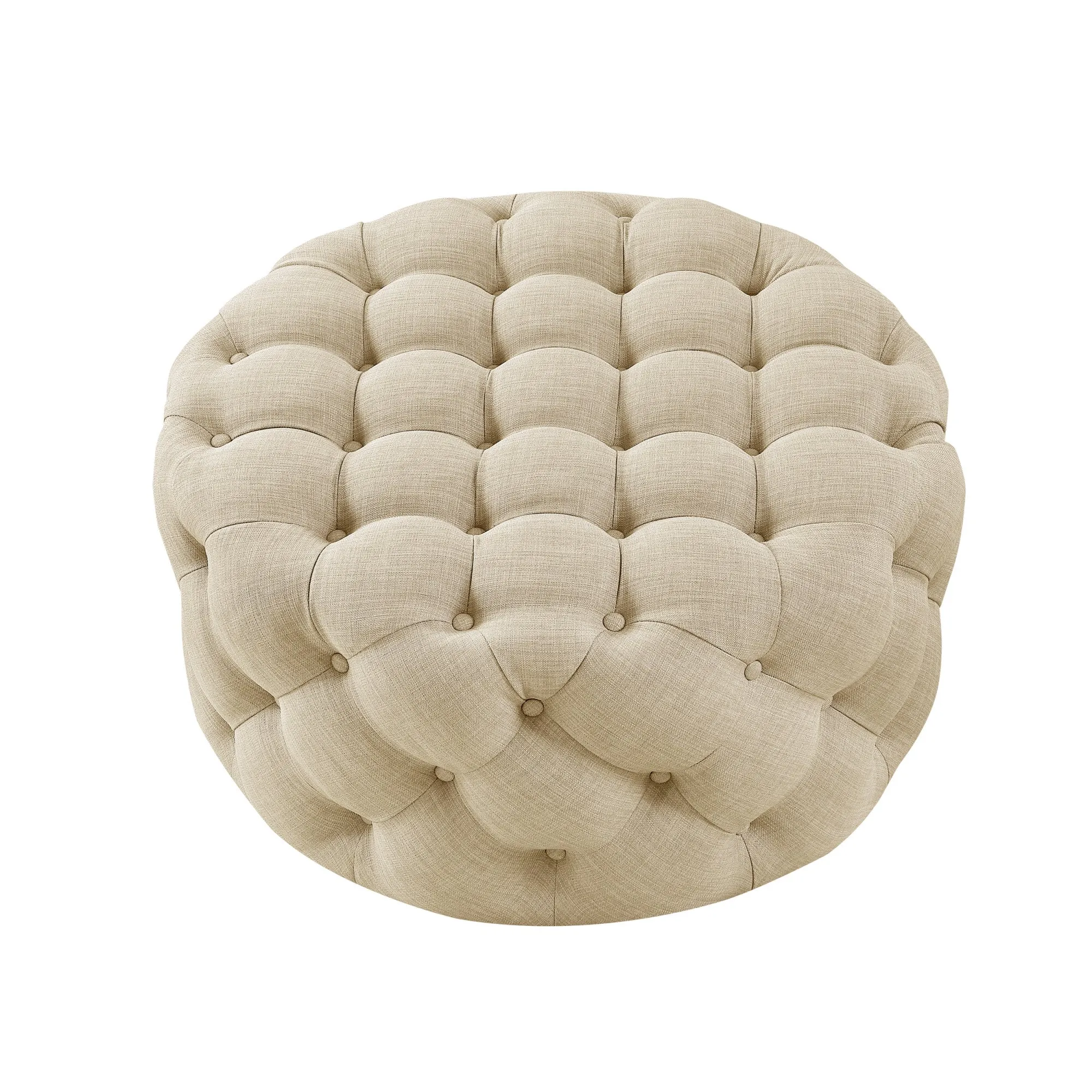 33 Blush Velvet And Black Rolling Tufted Round Cocktail Ottoman