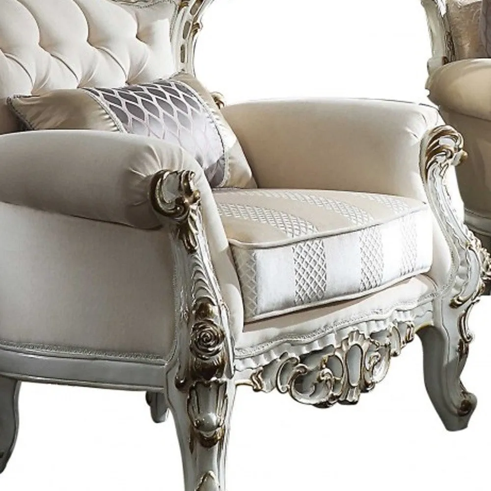 36 Pearl Fabric Striped Tufted Chesterfield Chair