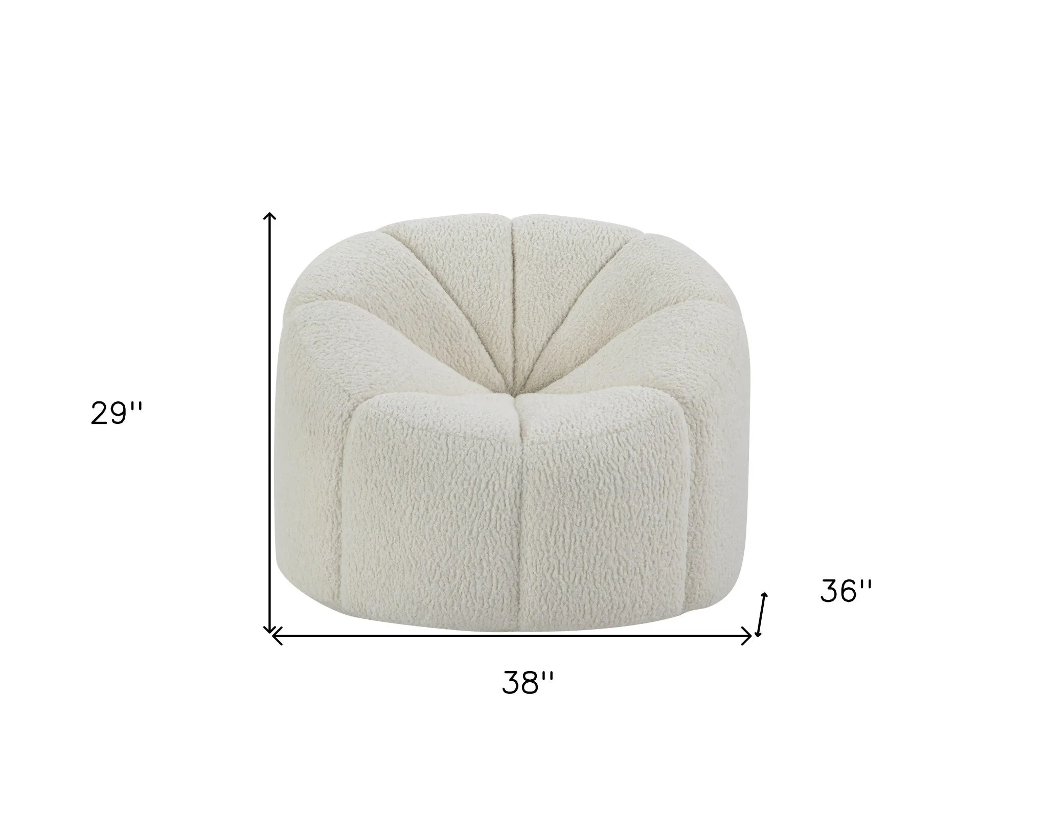 38 White And Black Sherpa Swivel Barrel Chair