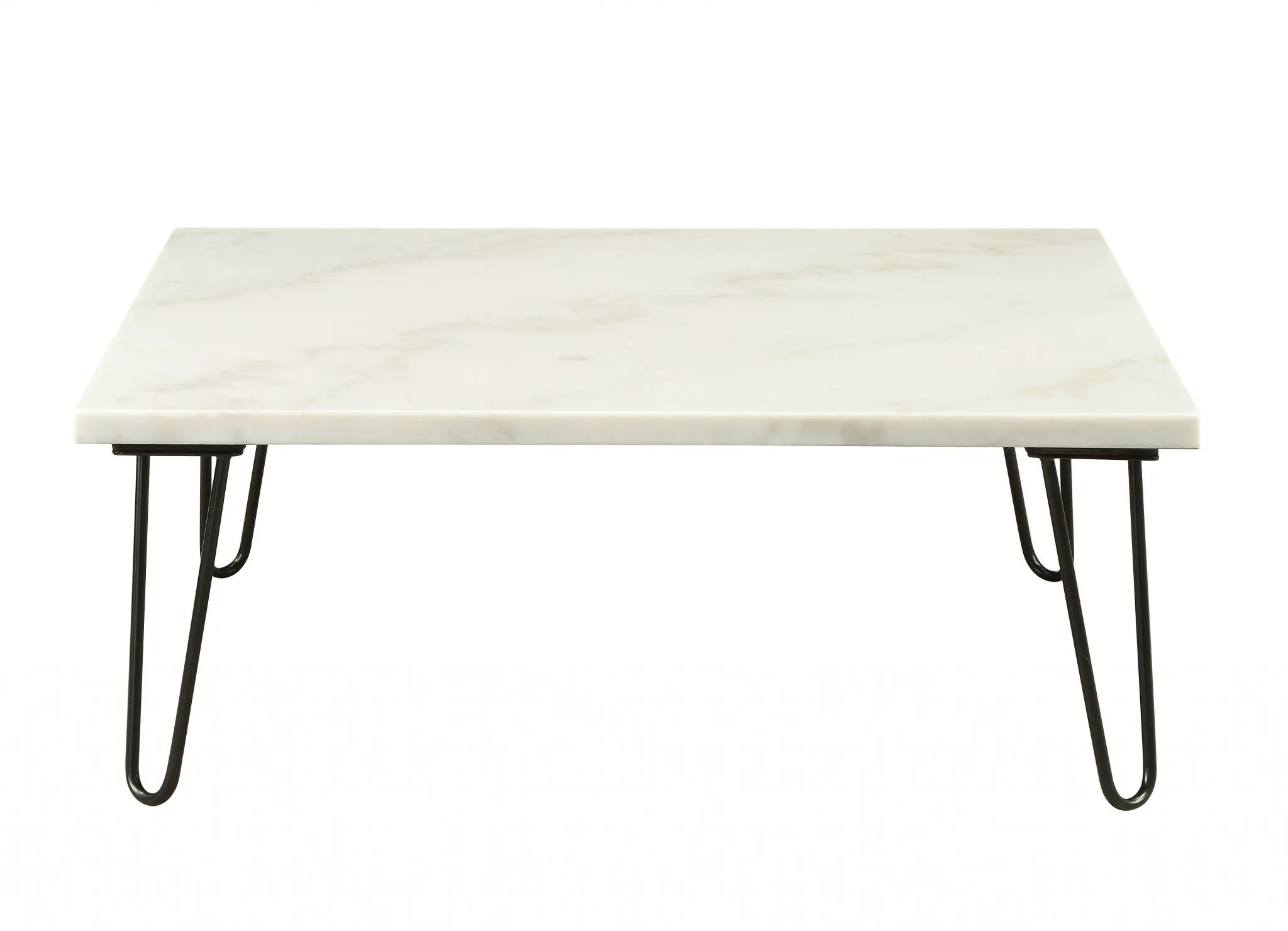 40 White And Black Faux Marble And Iron Coffee Table