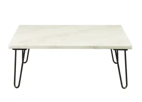 40 White And Black Faux Marble And Iron Coffee Table