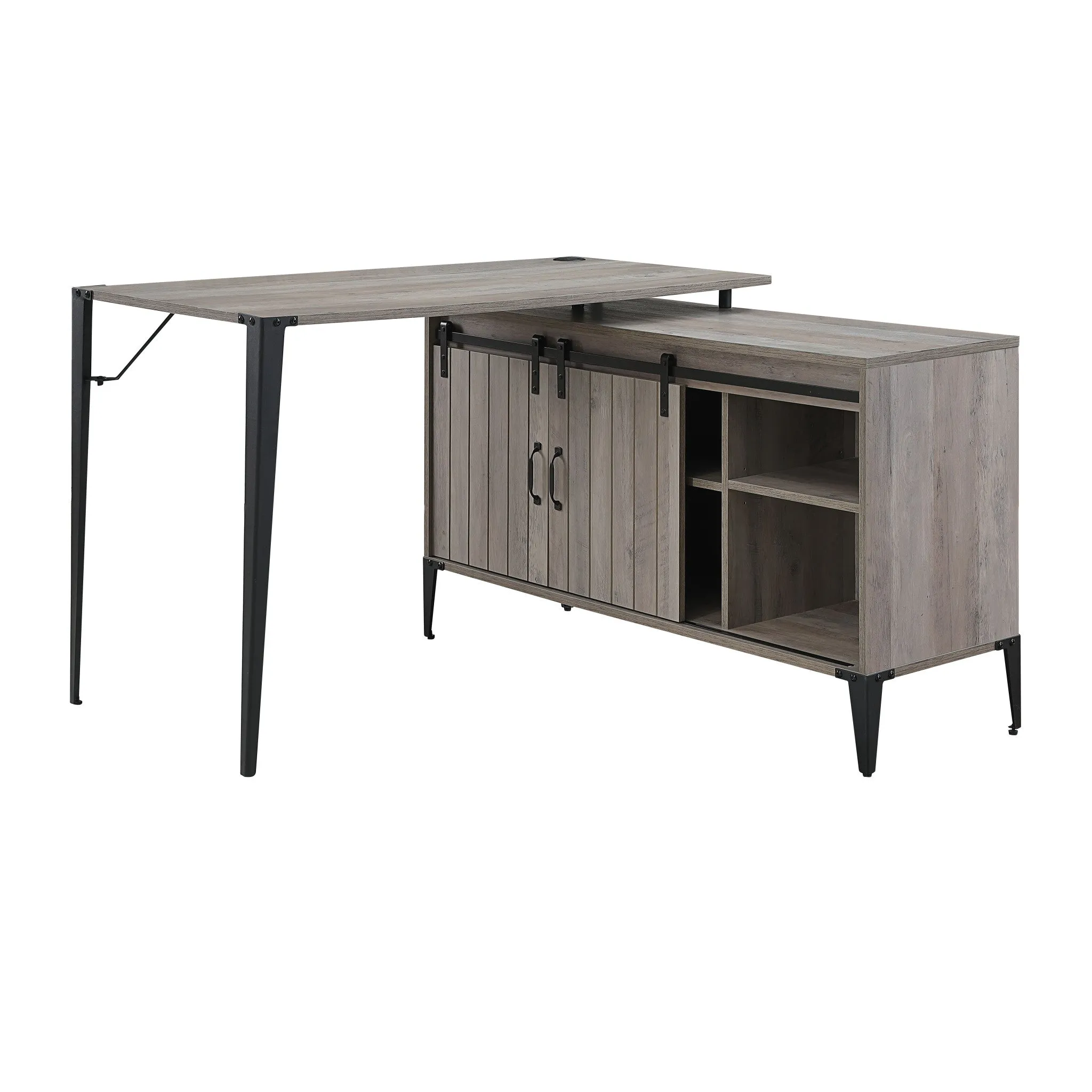 48 Gray and Black L Shape Writing Desk