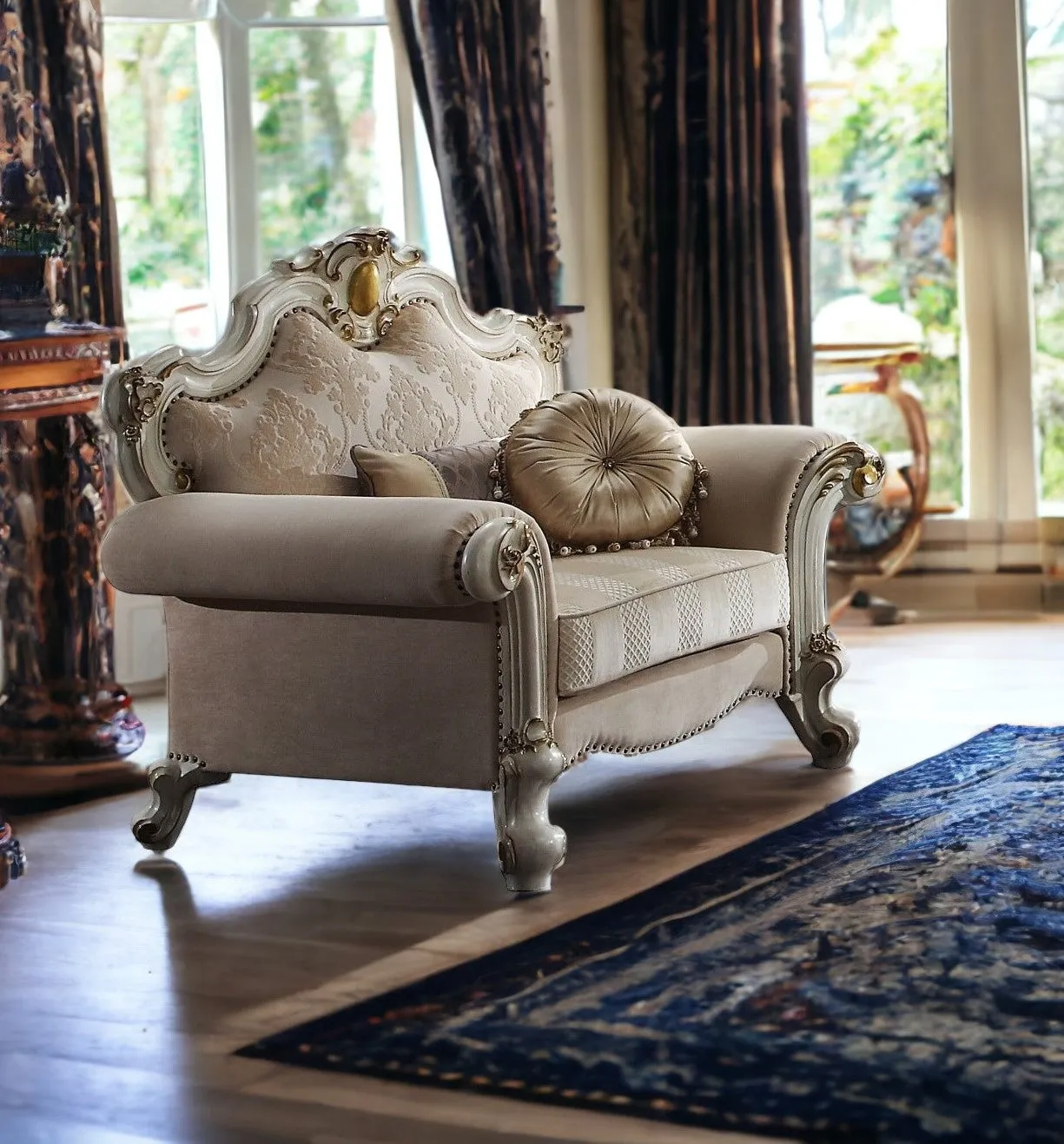 50 Pearl Fabric Damask Arm Chair