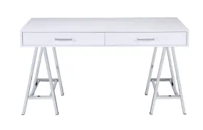 54 White Writing Desk With Two Drawers