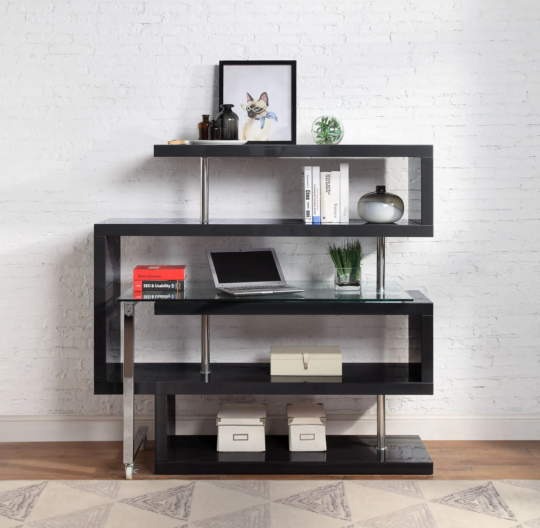 55 Black L Shape Writing Desk