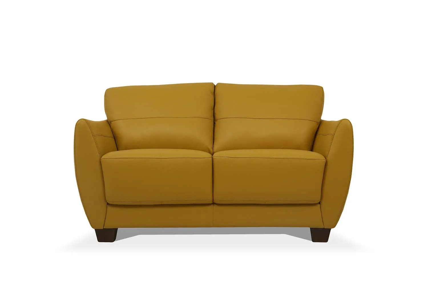 57 Mustard Leather And Black Love Seat