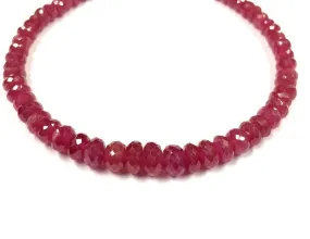 5mm Faceted Rondelle Brazilian Red Ruby Bead Bracelet