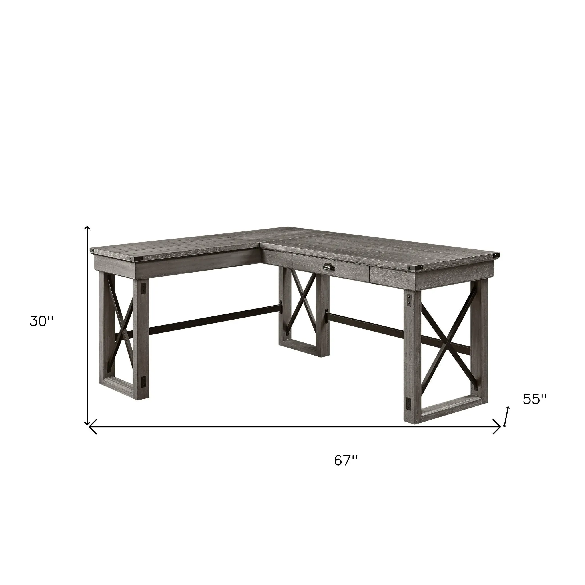 67 Gray L Shape Writing Desk