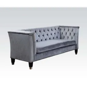 70 Blue Gray And Black Velvet Loveseat