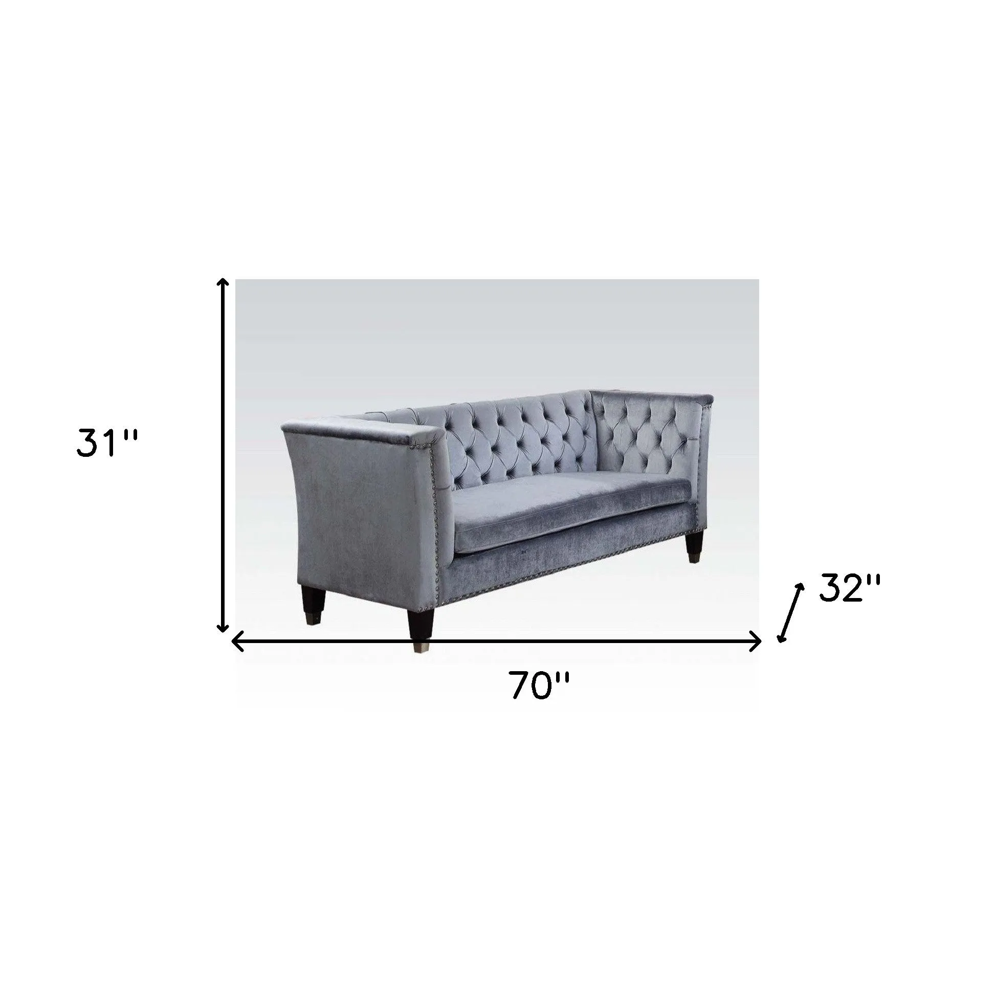 70 Blue Gray And Black Velvet Loveseat