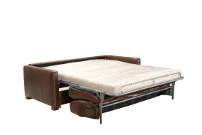 81 Brown Leather And Black Sleeper Sofa