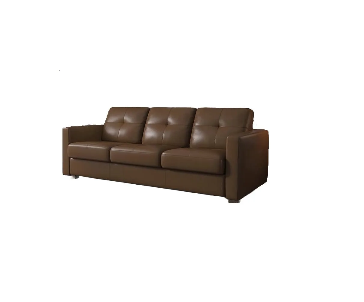 81 Brown Leather And Black Sleeper Sofa