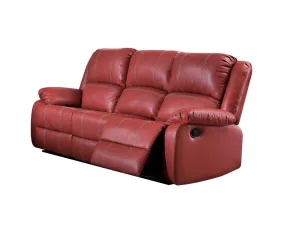 81 Red And Black Faux Leather Reclining Sofa