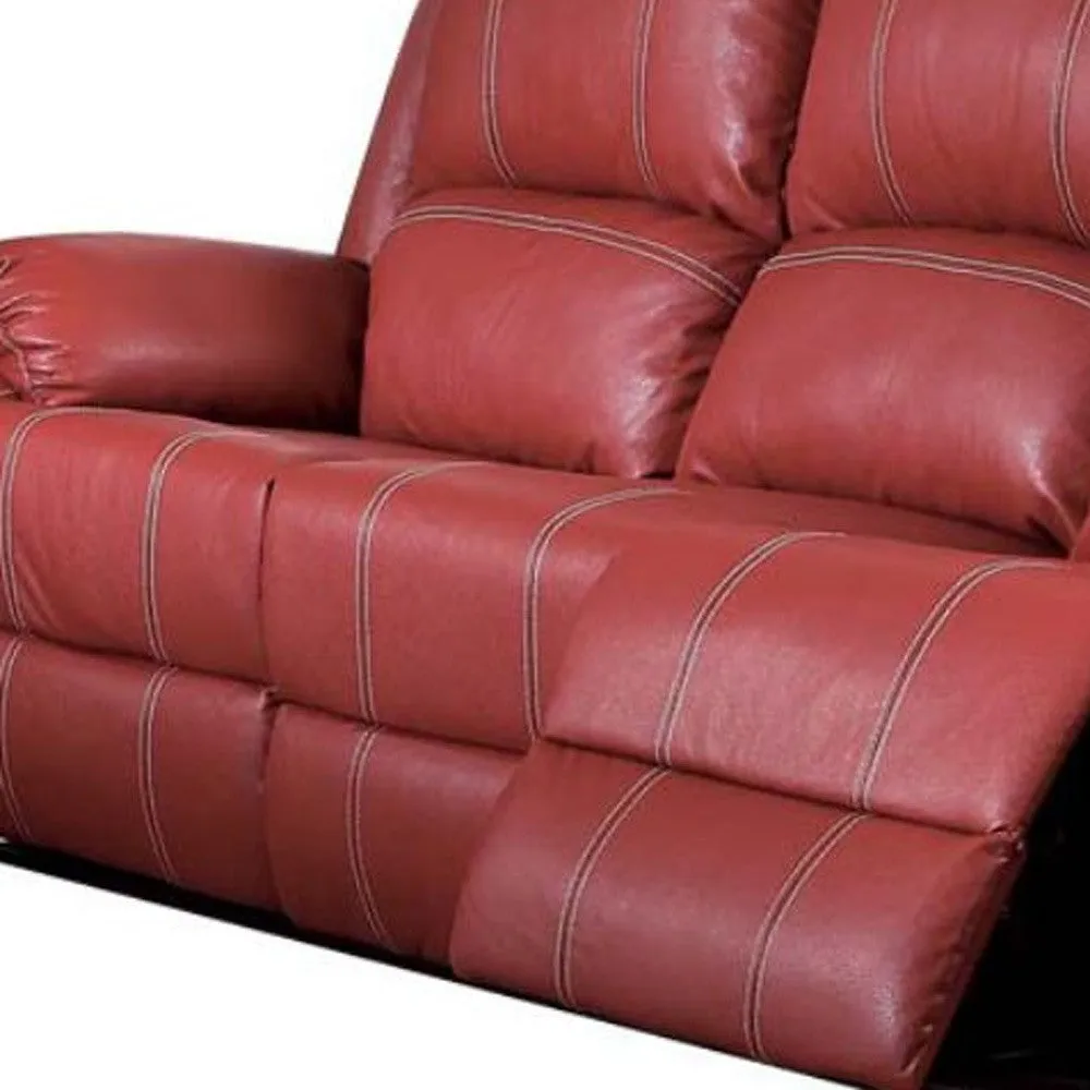 81 Red And Black Faux Leather Reclining Sofa