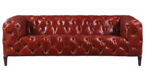 85 Merlot Top Grain Leather And Black Sofa