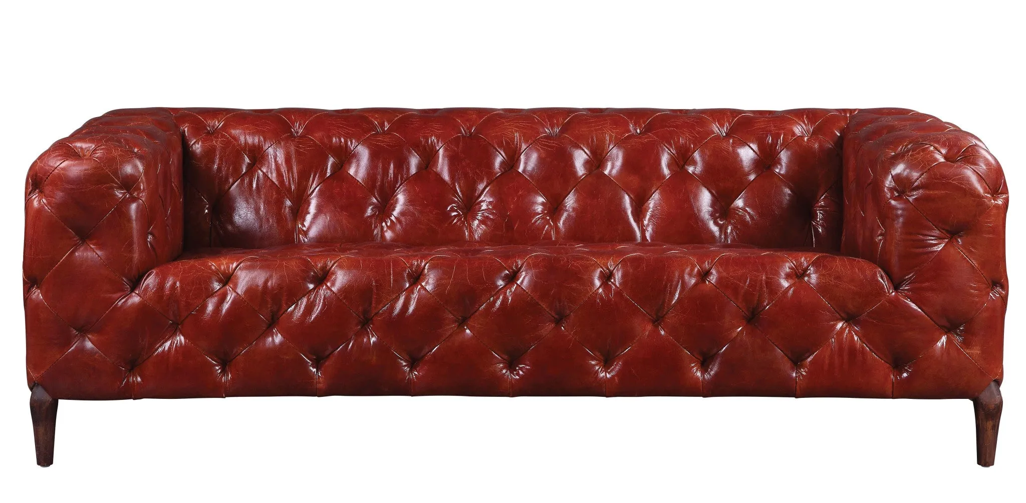 85 Merlot Top Grain Leather And Black Sofa