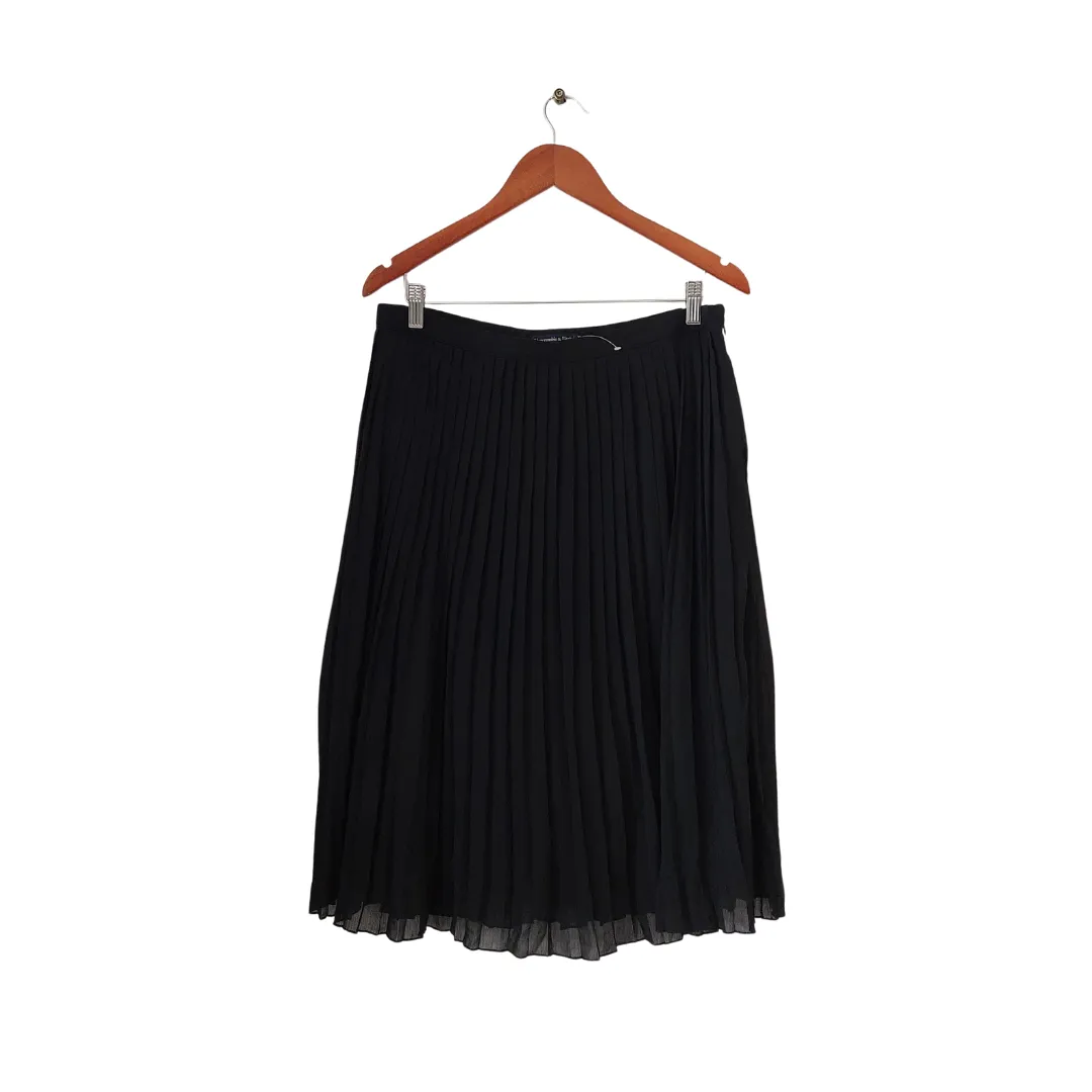 Abercrombie & Fitch Black Pleated Midi Skirt | Brand New |