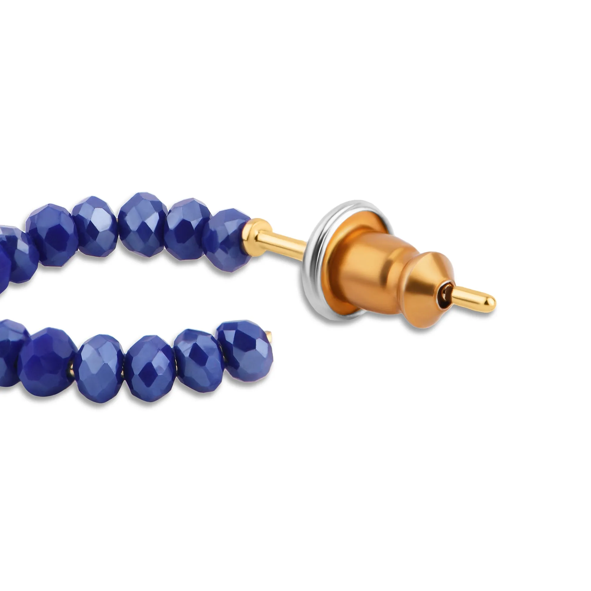 Accessorize London Women's Z Real Gold Plated Blue Small Beaded Hoops