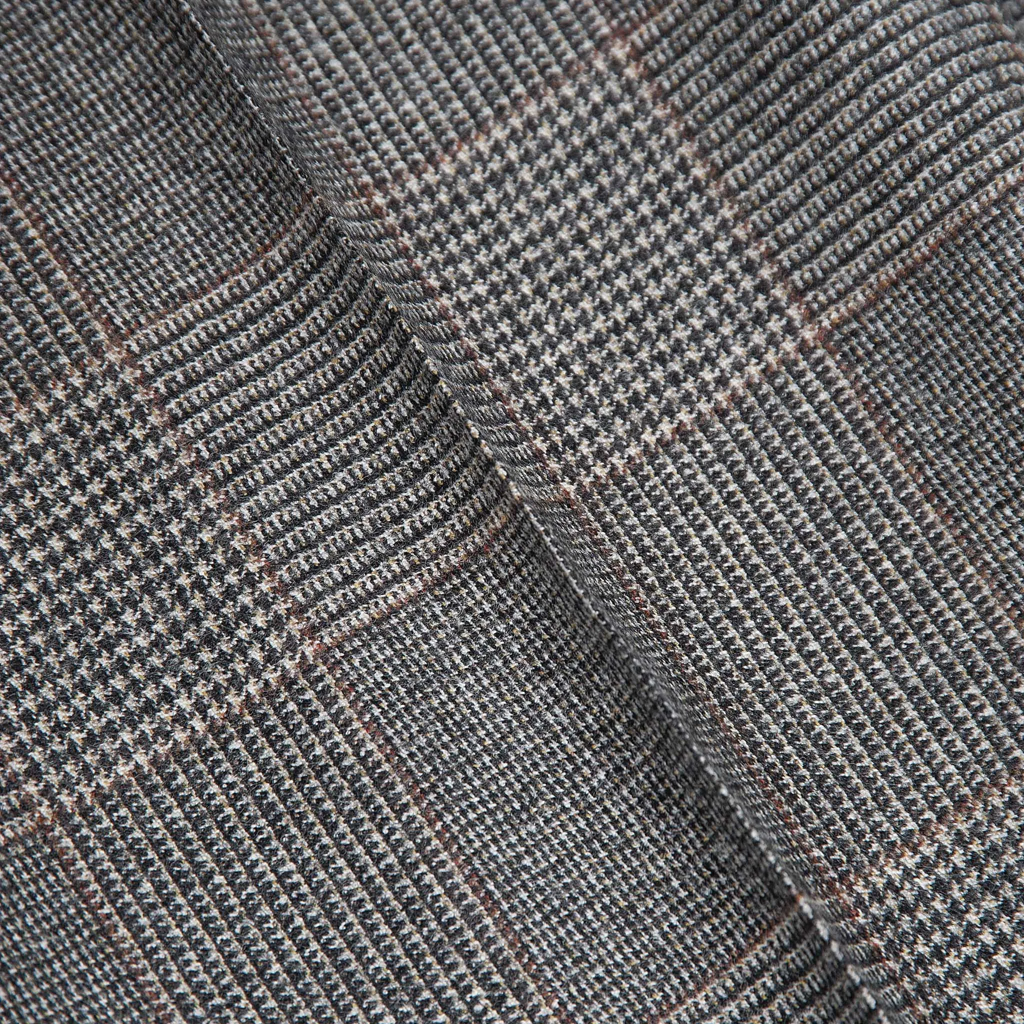 Alain Pleated Chino high wool and cashmere flannel Prince of Wales (anthracite and brown)