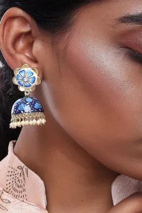 Alloy Jhumka Dangling Earrings in Blue